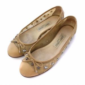WALTZ レース スタースタッズ パンプス バレエシューズ リボン シアー 37 ベージュ