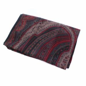 ETRO ウールシルク ペイズリー柄 ストール 黒 赤 グレー タグ付き