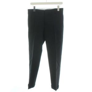 パンツ スラックス ジップフライ ウール 麻 リネン 3 ブラック