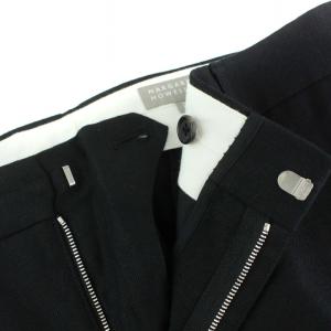 MARGARET HOWELL パンツ スラックス ジップフライ ウール 麻 リネン 3 ブラック