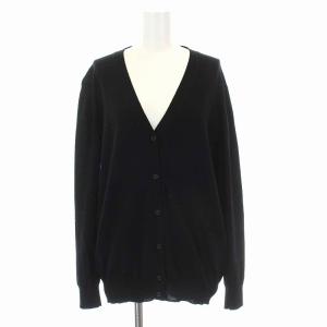 カーディガン ニット バージンウール Vネック 長袖 42 XL ブラック