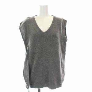 ニット ベスト プルオーバー ウール カシミヤ混 フリル 40 L グレー