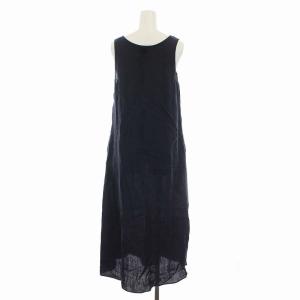 MARGARET HOWELL ワンピース ロング ノースリーブ リネン F ネイビー