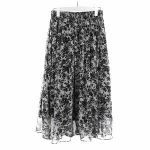 ANAYI 21AW モノトーンシルエットプリントタックスカート 38 ブラック