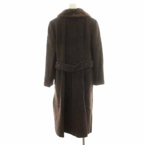 Leilian ステンカラーコート ロング ファー 13 L 茶 ブラウン