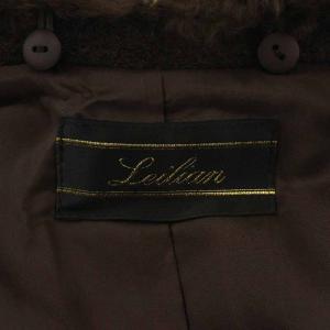 Leilian ステンカラーコート ロング ファー 13 L 茶 ブラウン