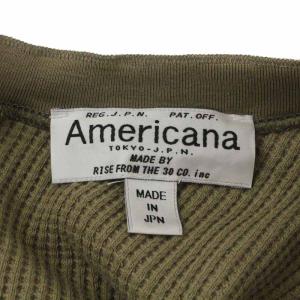 AMERICANA 近年モデル カットソー 長袖 ワッフル生地 刺繍 カーキ