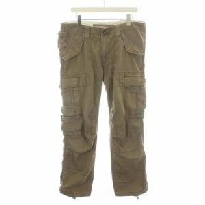 カーゴパンツ ジップフライ ロゴ刺繍 コットン ブラウン