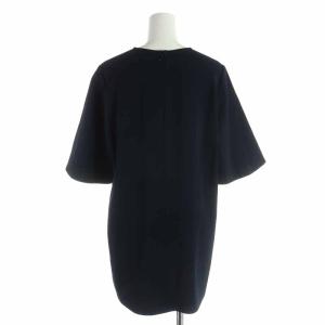 ENFOLD 20SS PEダブルクロス ラウンドヘムプルオーバー ブラウス シャツ 五分袖 38 M 紺 ネイビー