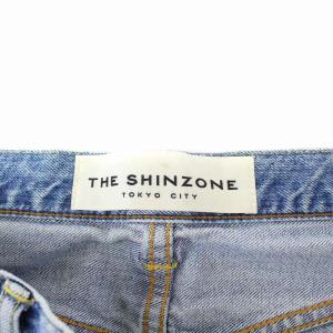 Shinzone カットオフ ストレートデニムパンツ ジーンズ クロップド ボタンフライ 36 S インディゴ