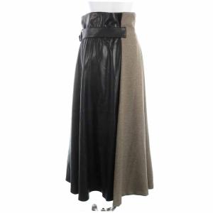 ADORE 19SS ツィーディーフレアースカート フェイクレザー 切替 38 ブラウン