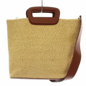 PELLICO TRAN TRAN MINI ハンドバッグ 2way ラフィア レザー切替 ベージュ