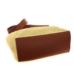 PELLICO TRAN TRAN MINI ハンドバッグ 2way ラフィア レザー切替 ベージュ