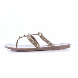 VALENTINO GARAVANI ロックスタッズ トングサンダル ラバー 37 ベージュ