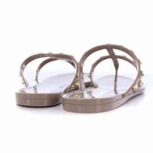 VALENTINO GARAVANI ロックスタッズ トングサンダル ラバー 37 ベージュ