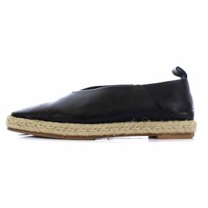 JIL SANDER 20SS エスパドリーユ スリッポン フラットシューズ スクエアトゥ Vカット 35 22.0cm 黒 ブラック