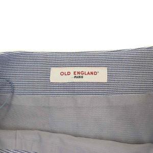 OLD ENGLAND 台形スカート ひざ丈 フロントボタン 千鳥柄 36 ホワイト ネイビー