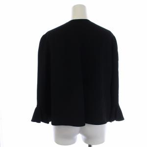 ARMANI COLLEZIONI ノーカラージャケット 総裏地 1B フレアスリーブ 38 S ブラック