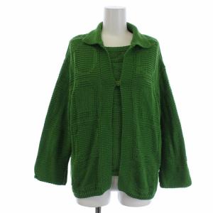 アンサンブル ニット カットソー プルオーバー ノースリーブ 七分袖 総柄 ガンチーニ XS グリーン