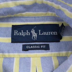 RALPH LAUREN CLASSIC FIT 長袖シャツ ボタンダウン オックスフォード ストライプ 18 ブルー イエロー