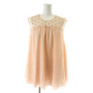 ブラウス シャツ ノースリーブ ドット シルク 36 ピンク