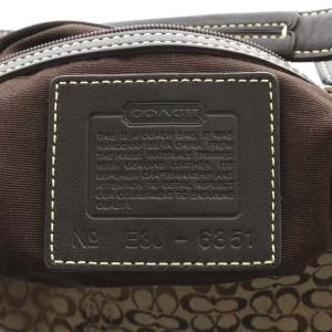 COACH ミニシグネチャースモールホーボー ハンドバッグ ジャガード レザー 茶 ブラウン 6351