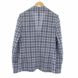 VALENTINO シングル テーラードジャケット 2B ノーベント チェック M ネイビー ブラック ホワイト