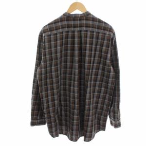 DANTON コットンツイルバンドカラーシャツ 長袖 チェック柄 コットン 40 L ブラウン グレー