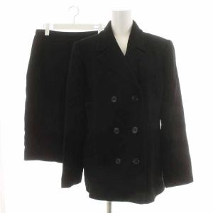 スーツ セットアップ テーラードジャケット スカート ひざ丈 ウール 11 ブラック