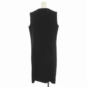 Leilian ワンピース ロング ノースリーブ プリーツ 大きいサイズ 13+ L XL 黒 ブラック