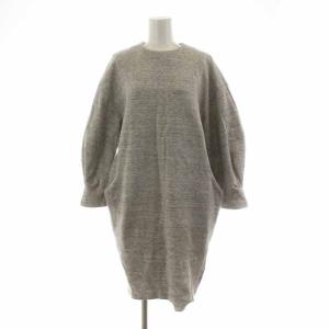 ワンピース 長袖 ひざ丈 スウェット ジップアップ 38 M グレー