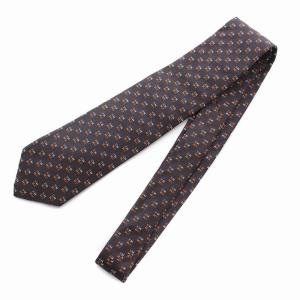 HERMES カレ ダッシュ ネクタイ Hロゴ H柄 シルク100％ ブラウン