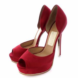 PEONY オープントゥ パンプス ハイヒール ピンヒール 7.5M 25cm 赤 レッド