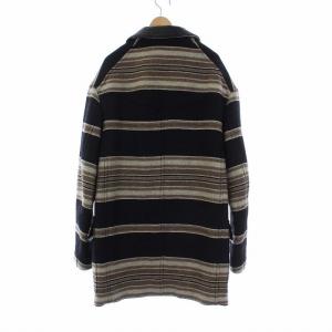 ISABEL MARANT 18AW Pコート 中綿 アウター ロング ボーダー レザー 切替 44 ブラック ベージュ