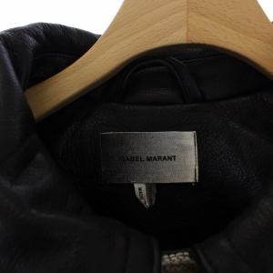 ISABEL MARANT 18AW Pコート 中綿 アウター ロング ボーダー レザー 切替 44 ブラック ベージュ