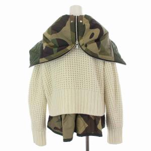 sacai KAWS 21AW Nylon Twill Wool Knit Blouson M アイボリー
