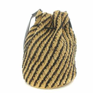 HELEN KAMINSKI かご巾着 ショルダーバッグ ストライプ ラフィア ONE SIZE ベージュ 黒 ブラック