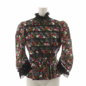 × ザ ビクトリアンブラウス THE VICTORIAN BLOUSE ブラウス シャツ 七分袖 レース 0 XS 黒 ブラック