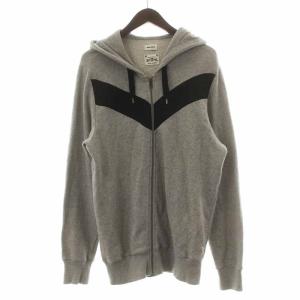 パーカー 長袖 ジップアップ グレー ブラック