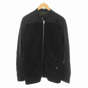 ジャケット ブルゾン ラムレザー ジップアップ アウター L ブラック