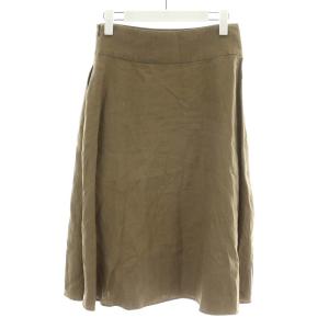 MARGARET HOWELL フレアスカート ひざ丈 麻 リネン 1 S カーキ