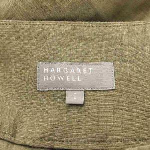 MARGARET HOWELL フレアスカート ひざ丈 麻 リネン 1 S カーキ