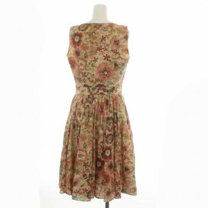 ANAYI プリーツワンピース ひざ丈 ノースリーブ カシュクール 花柄 38 マルチカラー