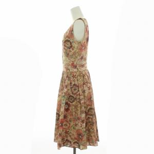 ANAYI プリーツワンピース ひざ丈 ノースリーブ カシュクール 花柄 38 マルチカラー