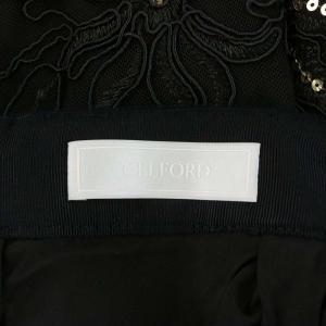 CELFORD 18AW フレアスカート ミモレ ロング 刺繍 スパンコール チュール シースルー 38 ブラック