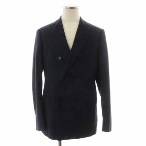 ARMANI COLLEZIONI スーツ セットアップ テーラードジャケット パンツ ストライプ ダブル ウール 50 ネイビー