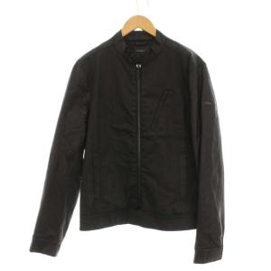 EMPORIO ARMANI シングルライダース 山羊革 切替 ジップアップ M ブラック