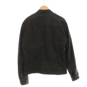 EMPORIO ARMANI シングルライダース 山羊革 切替 ジップアップ M ブラック
