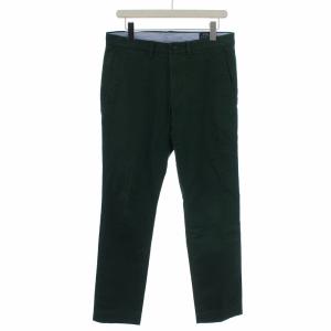 STRETCH SLIM FIT チノパンツ ジップフライ ロゴ刺繍 30/30 M 緑 グリーン