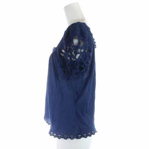 GUCCI カットソー プルオーバー コットン レース 半袖 XS ネイビー